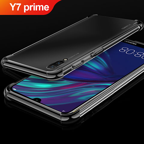 Huawei Y7 Prime (2019)用極薄ソフトケース シリコンケース 耐衝撃 全面保護 クリア透明 H01 ファーウェイ ブラック