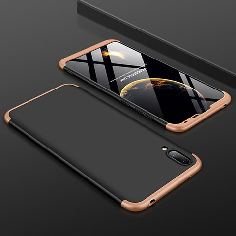 Huawei Y7 Pro (2019)用ハードケース プラスチック 質感もマット 前面と背面 360度 フルカバー ファーウェイ ゴールド・ブラック