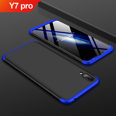 Huawei Y7 Pro (2019)用ハードケース プラスチック 質感もマット 前面と背面 360度 フルカバー ファーウェイ ネイビー・ブラック