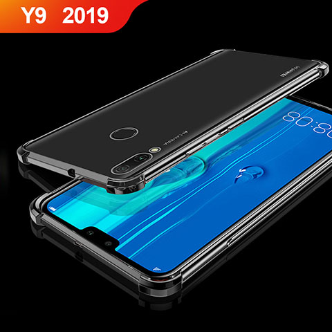Huawei Y9 (2019)用極薄ソフトケース シリコンケース 耐衝撃 全面保護 クリア透明 H01 ファーウェイ ブラック