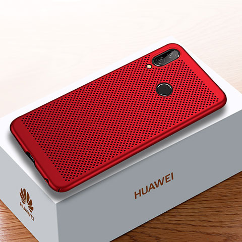 Huawei Y9 (2019)用ハードケース プラスチック メッシュ デザイン カバー ファーウェイ レッド