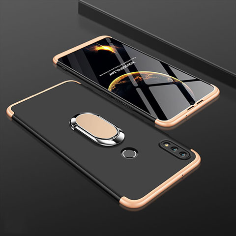 Huawei Y9 (2019)用ハードケース プラスチック 質感もマット 前面と背面 360度 フルカバー アンド指輪 ファーウェイ ゴールド・ブラック