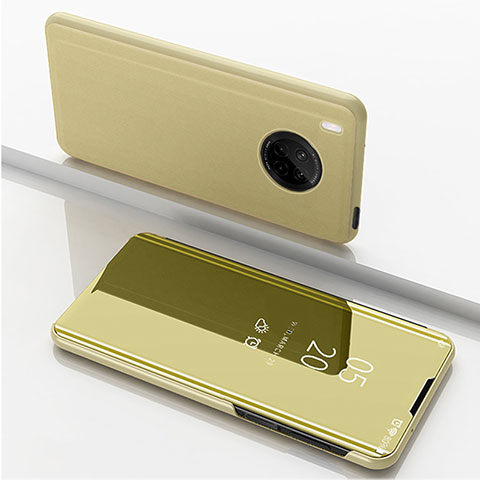 Huawei Y9a用手帳型 レザーケース スタンド 鏡面 カバー ファーウェイ ゴールド