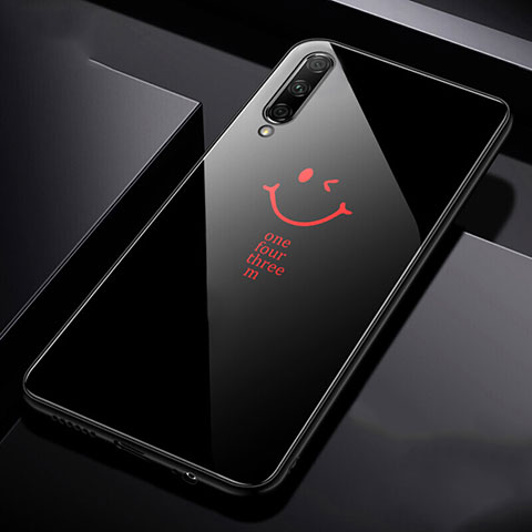 Huawei Y9s用ハイブリットバンパーケース プラスチック パターン 鏡面 カバー ファーウェイ ブラック