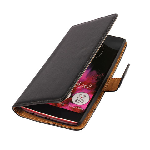 LG G Flex 2用手帳型 レザーケース LG ブラック