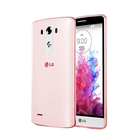 LG G3用極薄ソフトケース シリコンケース 耐衝撃 全面保護 クリア透明 LG ピンク