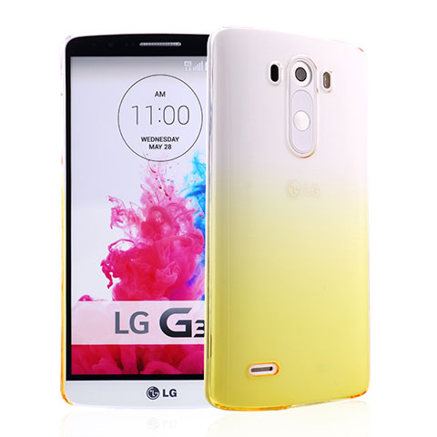 LG G3用ハードケース グラデーション 勾配色 クリア透明 LG イエロー
