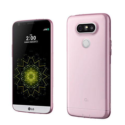 LG G5用極薄ソフトケース シリコンケース 耐衝撃 全面保護 クリア透明 LG ピンク