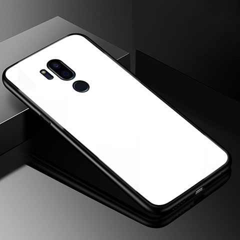 LG G7用ハイブリットバンパーケース プラスチック 鏡面 カバー LG ホワイト