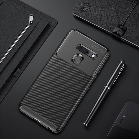 LG G8 ThinQ用シリコンケース ソフトタッチラバー ツイル カバー LG ブラック