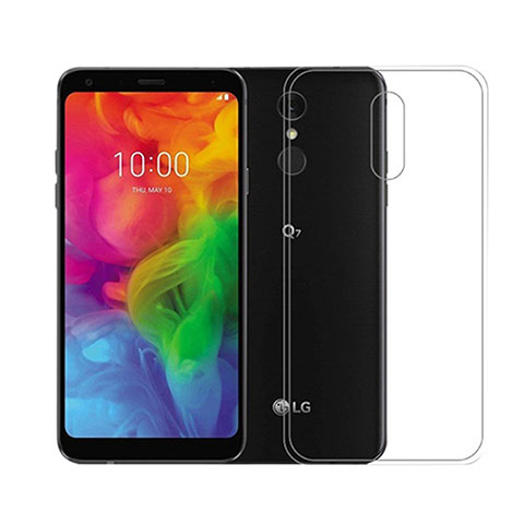 LG Q7用極薄ソフトケース シリコンケース 耐衝撃 全面保護 クリア透明 カバー LG クリア