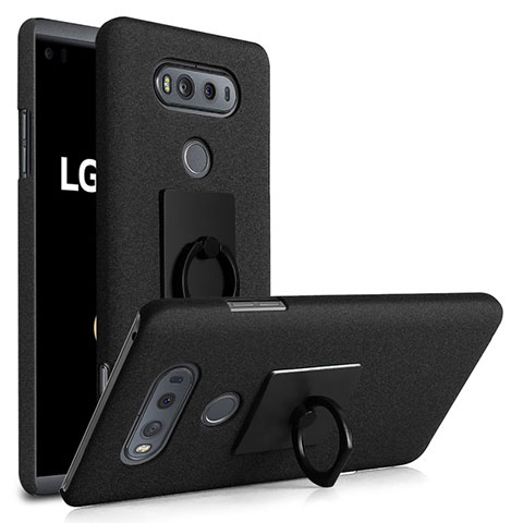 LG V20用ハードケース カバー プラスチック アンド指輪 LG ブラック