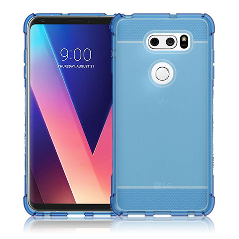 LG V30用極薄ソフトケース シリコンケース 耐衝撃 全面保護 クリア透明 T02 LG ネイビー