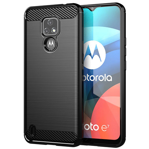 Motorola Moto E7 (2020)用シリコンケース ソフトタッチラバー ライン カバー モトローラ ブラック