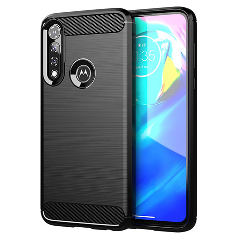 Motorola Moto G Power用シリコンケース ソフトタッチラバー ライン カバー モトローラ ブラック