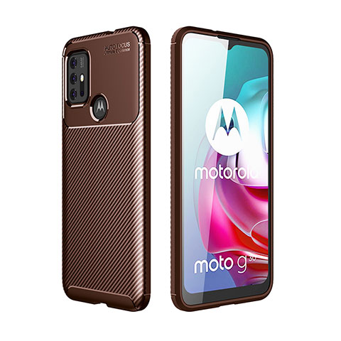Motorola Moto G10用シリコンケース ソフトタッチラバー ツイル カバー モトローラ ブラウン