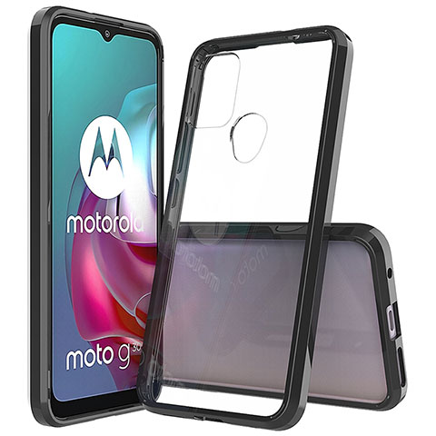Motorola Moto G10用ハイブリットバンパーケース クリア透明 プラスチック カバー モトローラ ブラック