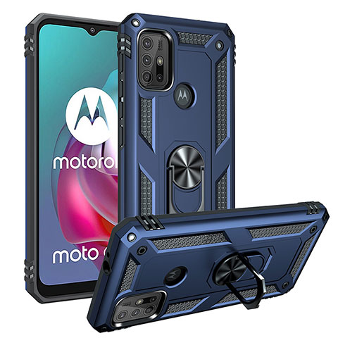 Motorola Moto G10用ハイブリットバンパーケース プラスチック アンド指輪 マグネット式 S01 モトローラ ネイビー