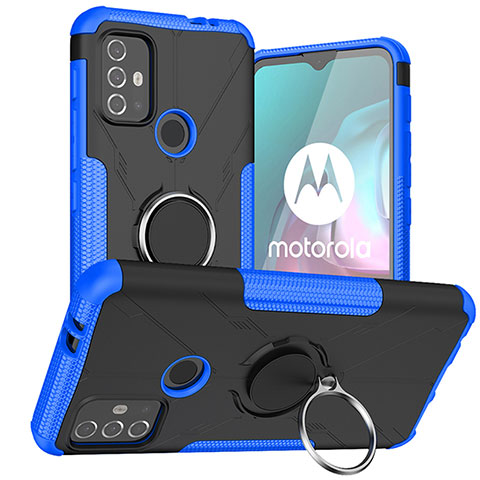 Motorola Moto G10用ハイブリットバンパーケース プラスチック アンド指輪 マグネット式 S02 モトローラ ネイビー
