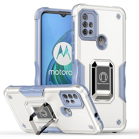 Motorola Moto G10 Power用ハイブリットバンパーケース プラスチック アンド指輪 マグネット式 S05 モトローラ ホワイト