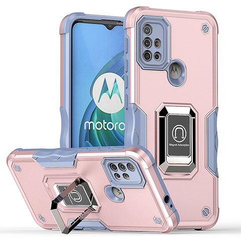 Motorola Moto G10 Power用ハイブリットバンパーケース プラスチック アンド指輪 マグネット式 S05 モトローラ ピンク