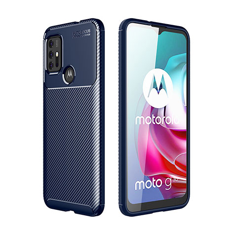 Motorola Moto G20用シリコンケース ソフトタッチラバー ツイル カバー モトローラ ネイビー