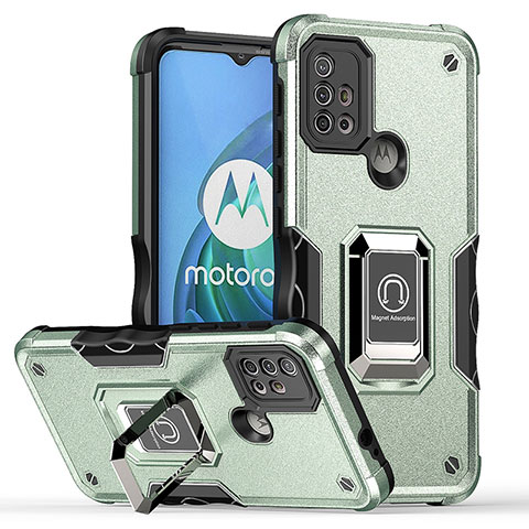 Motorola Moto G20用ハイブリットバンパーケース プラスチック アンド指輪 マグネット式 S05 モトローラ グリーン