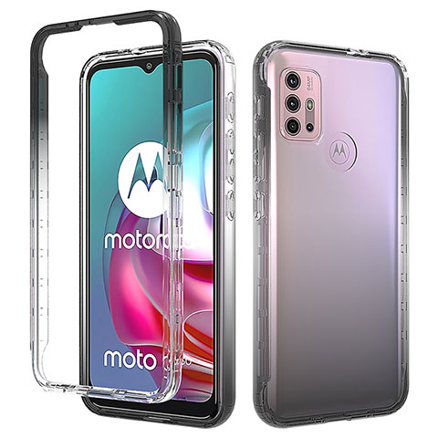 Motorola Moto G20用前面と背面 360度 フルカバー 極薄ソフトケース シリコンケース 耐衝撃 全面保護 バンパー 勾配色 透明 モトローラ ブラック