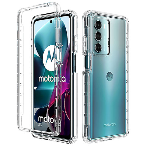 Motorola Moto G200 5G用前面と背面 360度 フルカバー 極薄ソフトケース シリコンケース 耐衝撃 全面保護 バンパー 透明 モトローラ クリア