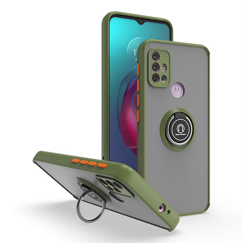 Motorola Moto G30用ハイブリットバンパーケース プラスチック アンド指輪 マグネット式 S04 モトローラ グリーン