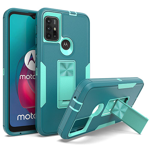 Motorola Moto G30用ハイブリットバンパーケース スタンド プラスチック 兼シリコーン カバー マグネット式 モトローラ グリーン