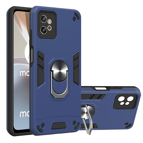 Motorola Moto G32用ハイブリットバンパーケース プラスチック アンド指輪 マグネット式 YB1 モトローラ ネイビー