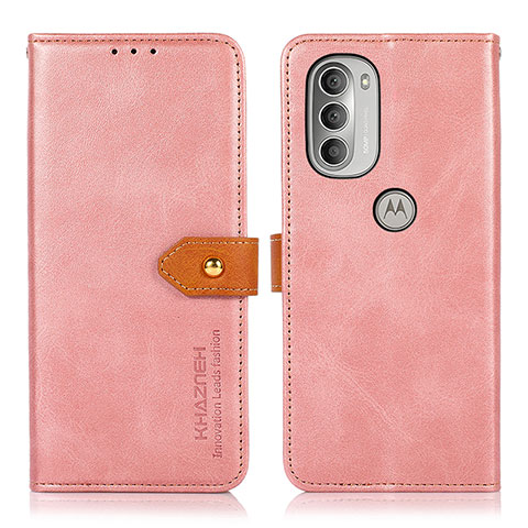 Motorola Moto G51 5G用手帳型 レザーケース スタンド カバー N07P モトローラ ピンク