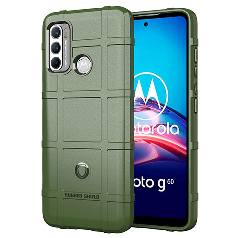 Motorola Moto G60用360度 フルカバー極薄ソフトケース シリコンケース 耐衝撃 全面保護 バンパー モトローラ グリーン