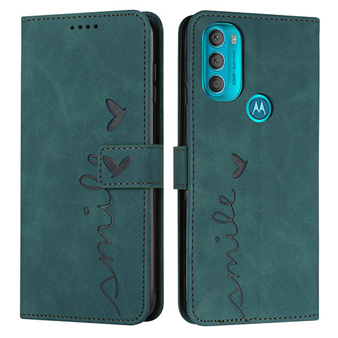 Motorola Moto G71 5G用手帳型 レザーケース スタンド カバー Y03X モトローラ グリーン