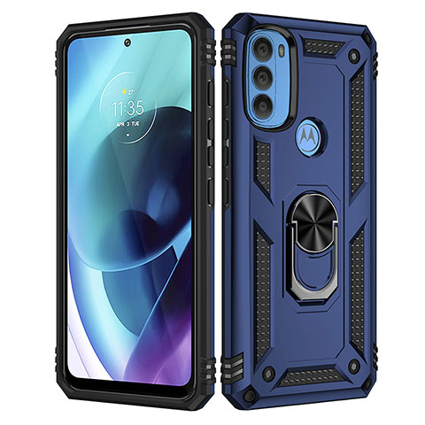 Motorola Moto G71 5G用ハイブリットバンパーケース プラスチック アンド指輪 マグネット式 モトローラ ネイビー