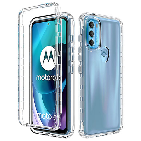 Motorola Moto G71 5G用前面と背面 360度 フルカバー 極薄ソフトケース シリコンケース 耐衝撃 全面保護 バンパー 勾配色 透明 モトローラ クリア