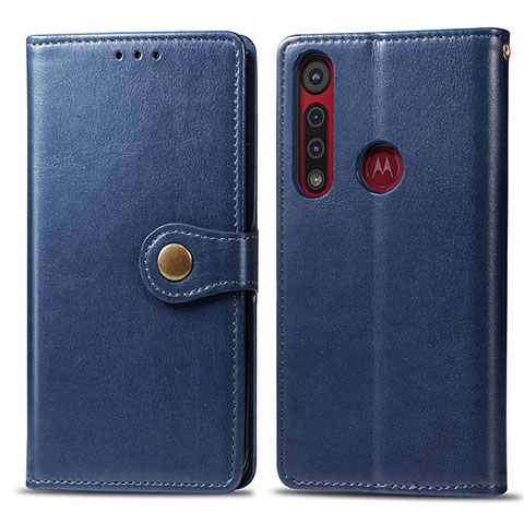 Motorola Moto G8 Play用手帳型 レザーケース スタンド カバー L02 モトローラ ネイビー