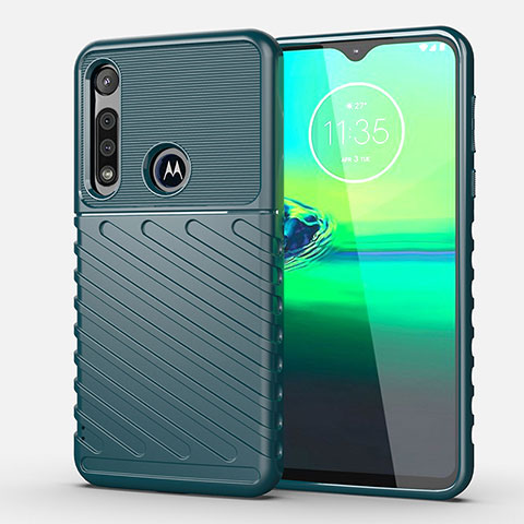 Motorola Moto G8 Play用シリコンケース ソフトタッチラバー ツイル カバー S01 モトローラ グリーン