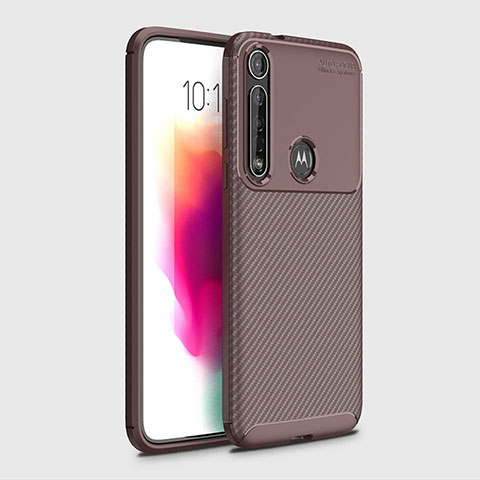 Motorola Moto G8 Plus用シリコンケース ソフトタッチラバー ツイル カバー モトローラ ブラウン