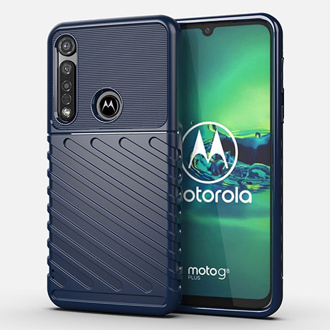 Motorola Moto G8 Plus用シリコンケース ソフトタッチラバー ツイル カバー S01 モトローラ ネイビー