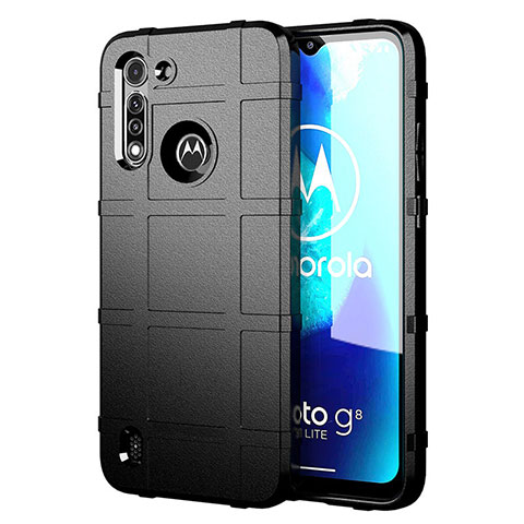 Motorola Moto G8 Power Lite用360度 フルカバー極薄ソフトケース シリコンケース 耐衝撃 全面保護 バンパー モトローラ ブラック