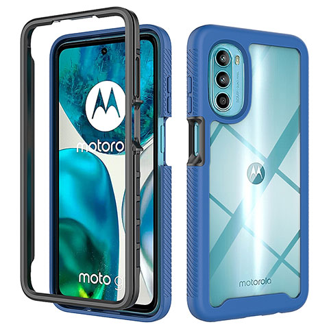 Motorola Moto G82 5G用360度 フルカバー ハイブリットバンパーケース クリア透明 プラスチック カバー モトローラ ネイビー