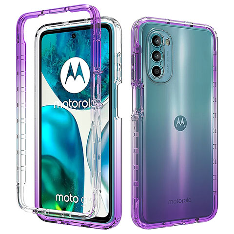 Motorola Moto G82 5G用前面と背面 360度 フルカバー 極薄ソフトケース シリコンケース 耐衝撃 全面保護 バンパー 勾配色 透明 モトローラ パープル