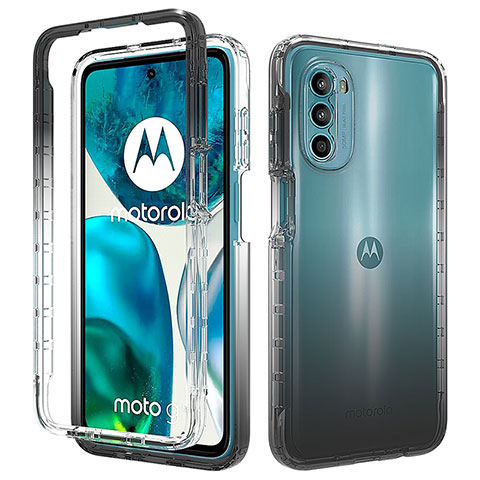 Motorola Moto G82 5G用前面と背面 360度 フルカバー 極薄ソフトケース シリコンケース 耐衝撃 全面保護 バンパー 勾配色 透明 モトローラ ブラック