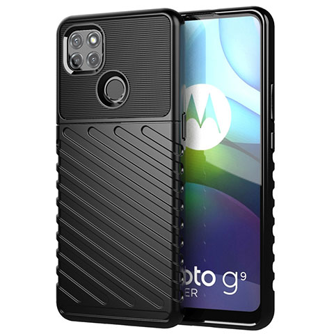 Motorola Moto G9 Power用シリコンケース ソフトタッチラバー ツイル カバー モトローラ ブラック