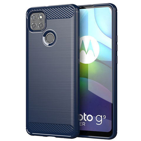 Motorola Moto G9 Power用シリコンケース ソフトタッチラバー ライン カバー モトローラ ネイビー