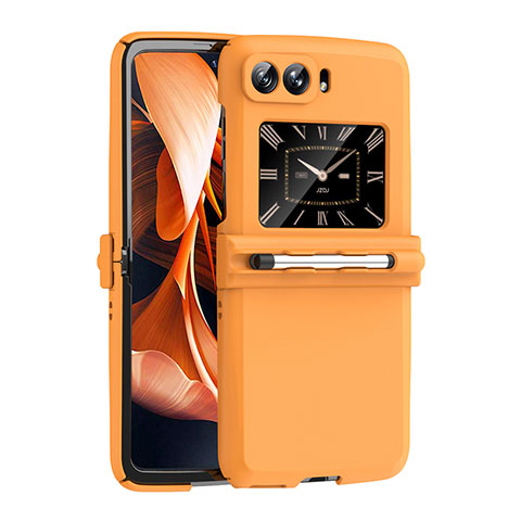 Motorola Moto RAZR (2022) 5G用ハードケース プラスチック 質感もマット カバー P01 モトローラ オレンジ