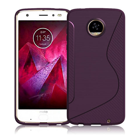 Motorola Moto Z Play用ソフトケース S ライン クリア透明 モトローラ パープル