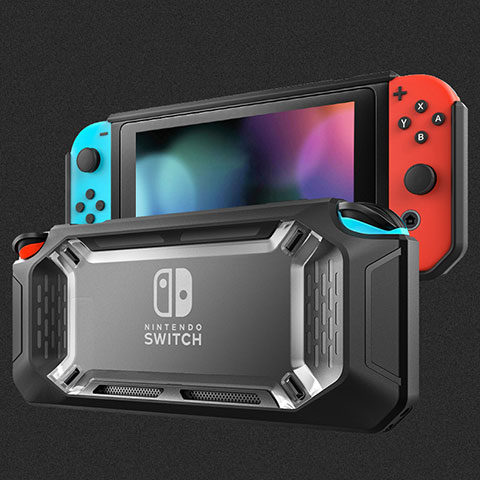Nintendo Switch用極薄ソフトケース シリコンケース 耐衝撃 全面保護 S01 Nintendo ブラック
